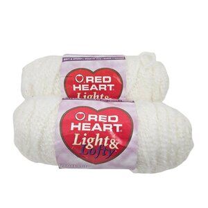 Red Heart Light & Lofty Yarn Set of 2 Art E708 No Dye Lot 9316 Puff 6 oz New